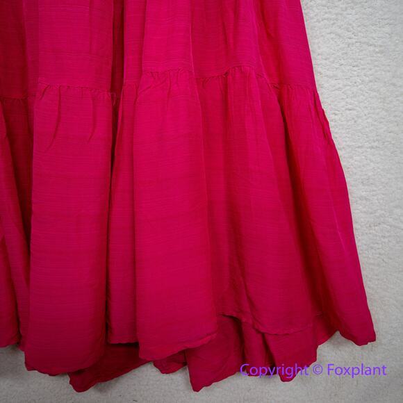 New! Anthropologie Let Me Be Cutout Tiered Dress in Magenta, women size XSP - Picture 8 of 15